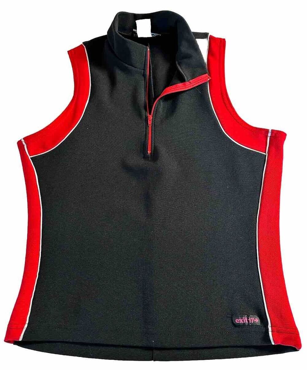 Vintage Steven Paul Women’s Black Red Top Zipper Cropped Sleeveless Medium RARE